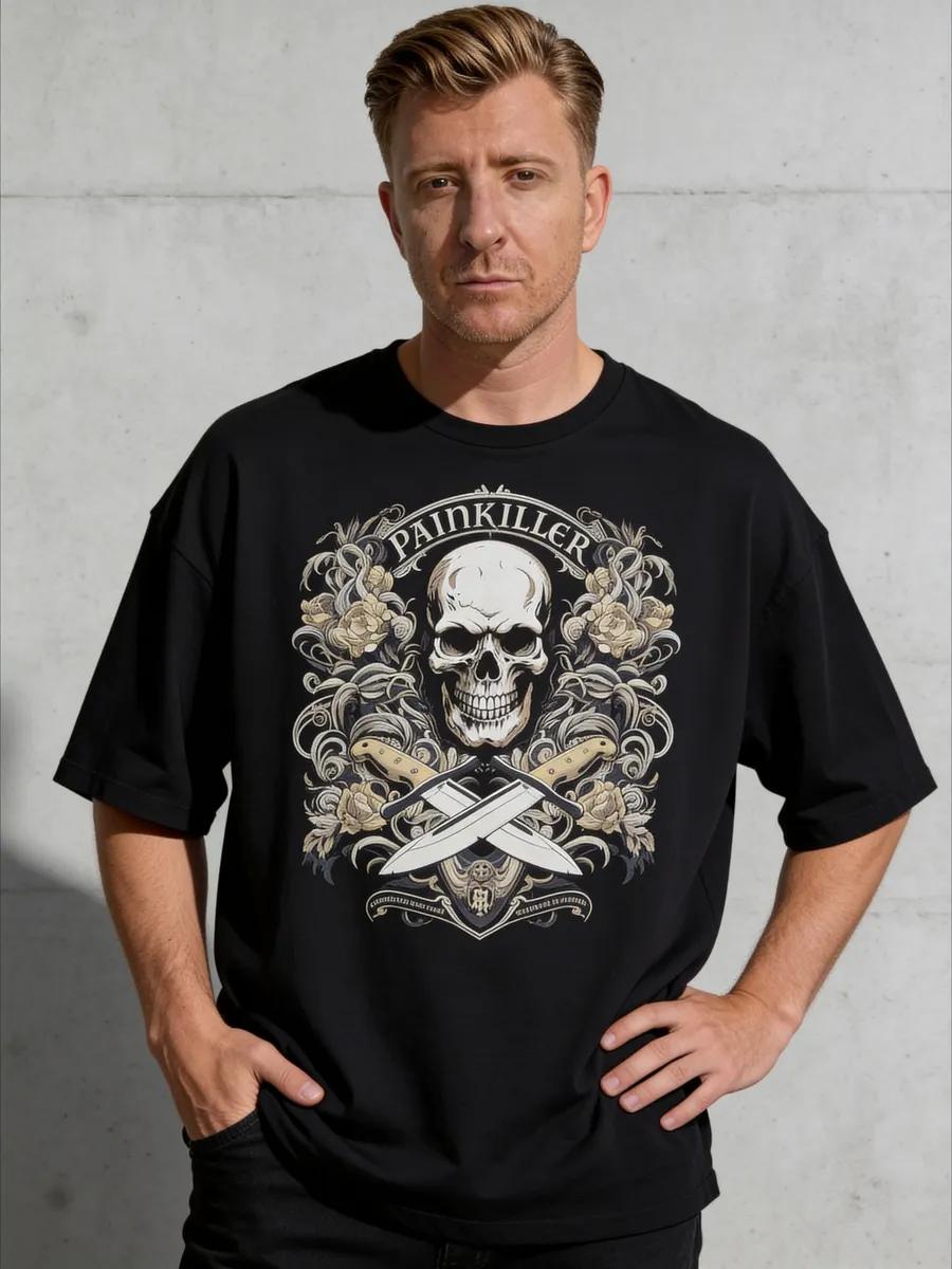 Men s oversized print T-shirt L