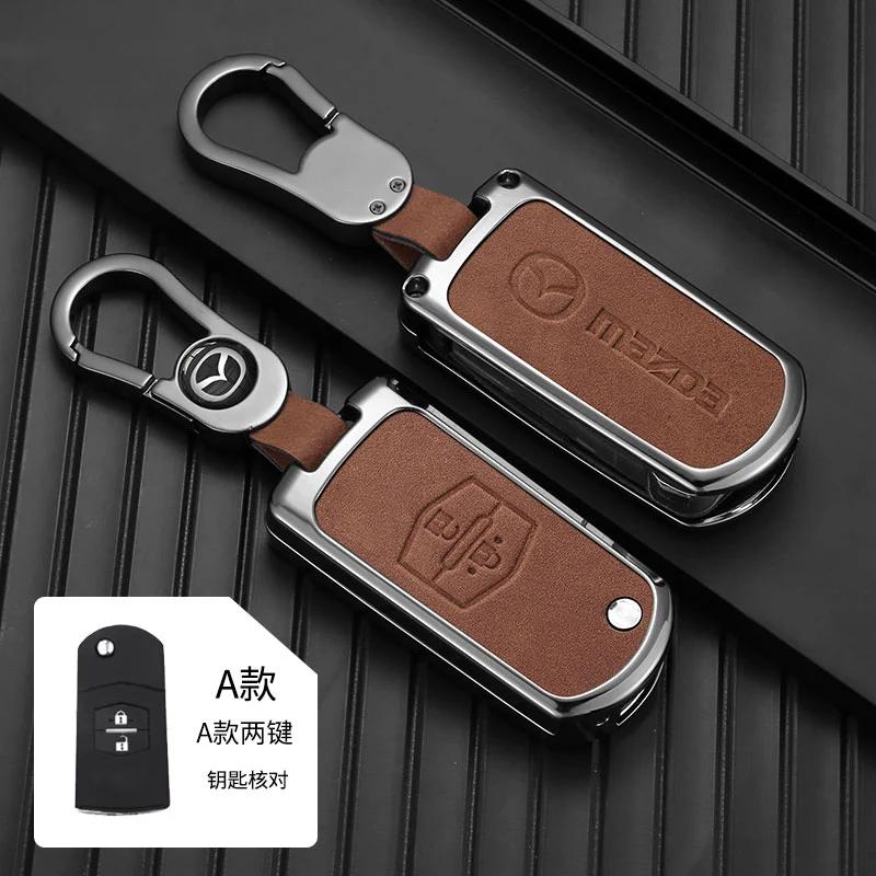 2025 Hot 3 Buttons Car Leather Key Case Protector Cover Shell For Mazda CX-5 CX5 CX-7 CX7 3 2 6 Atenza CX-9/CX9 MX5 Key Case Acc