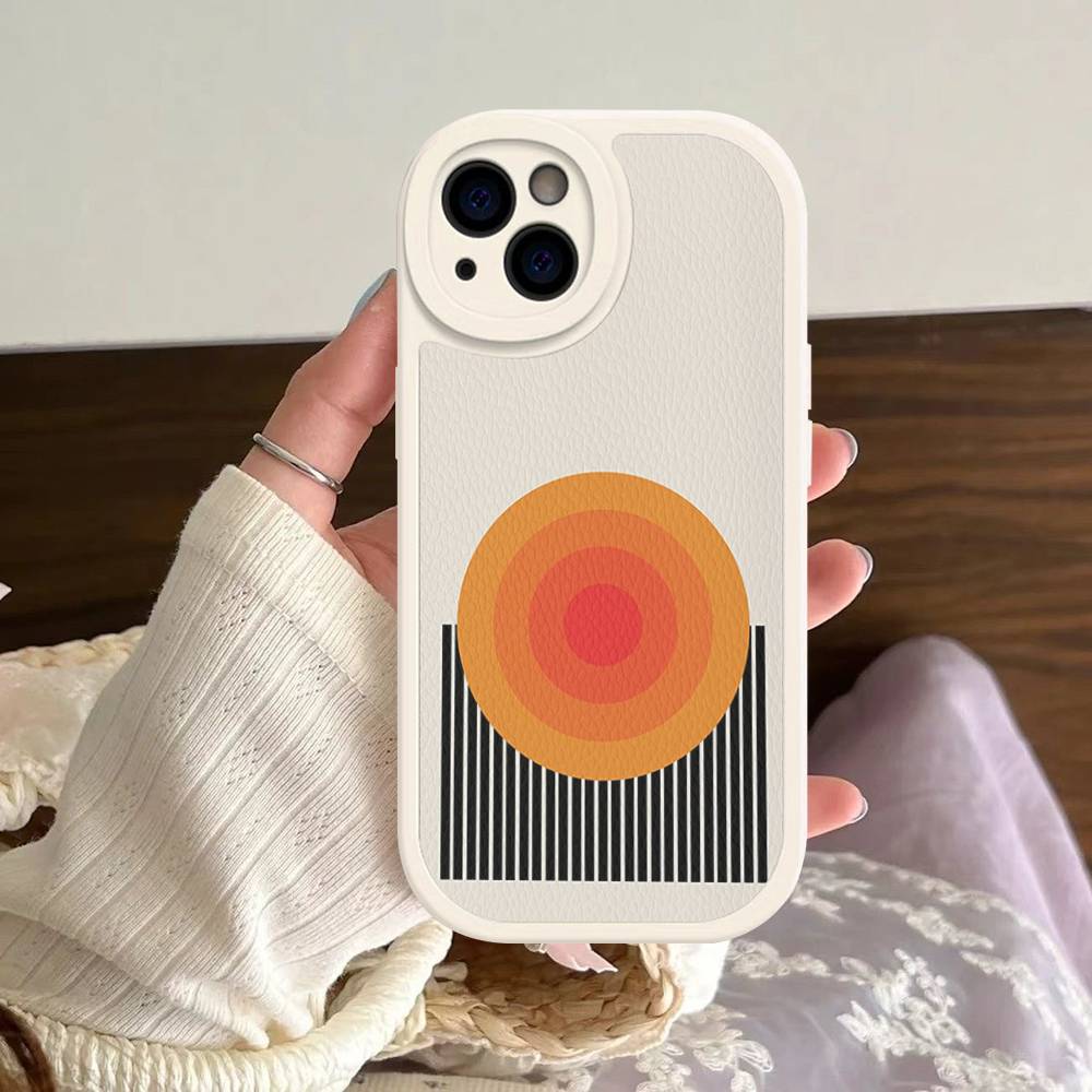B-Bauhaus Fashion Retro Art Leather Phone Case For IPhone 16 16e 15 14 13 12 11 Pro Max Plus Mini Cover