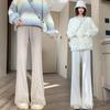 Women's High Waist Micro Flare Tassel Drape Knit Pants - Coffee Color