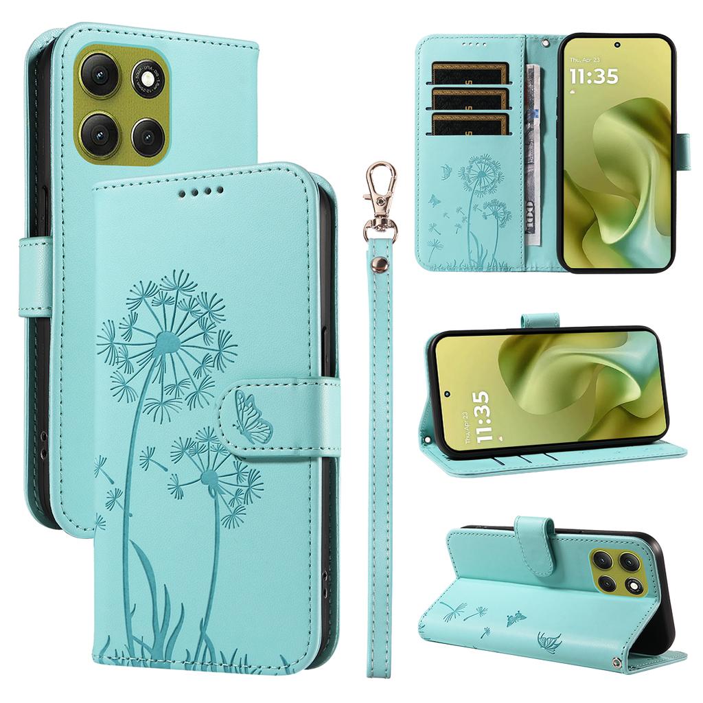 For Motorola Moto G86 5G/G86 Power 5G Leather Wallet Case with Strap Dandelion Imprint Phone Stand Cover