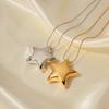 Women's 18K Gold Plated Stainless Steel Star Shape Hollow Pendant Necklace Waterproof Non-Tarnish Jewelry Accessory