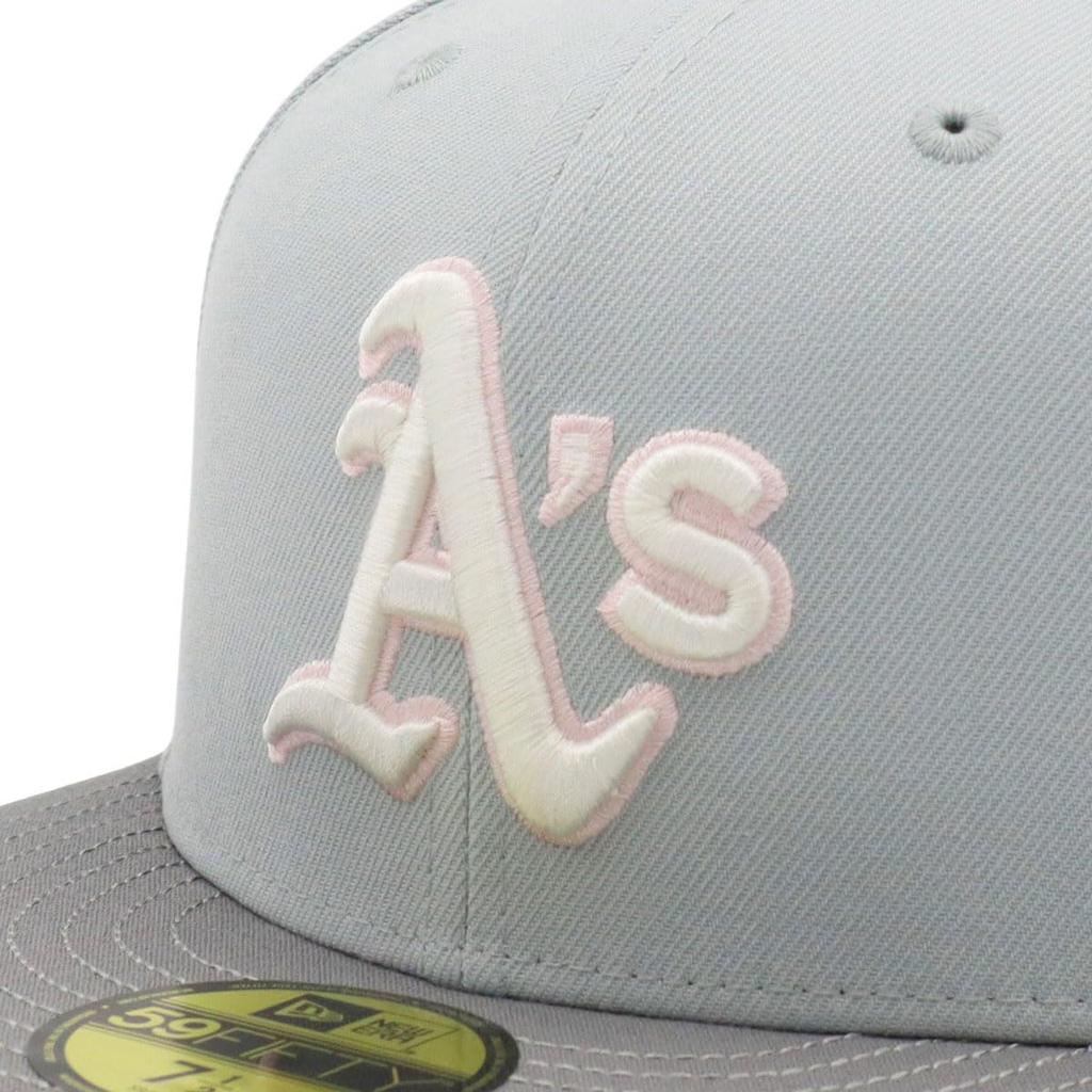New Era 59FIFTY MLB Cap with Side ATH Size 7 5950 OAKATH SAKURANAGASHI GRY Patch, Grey, 3/4,