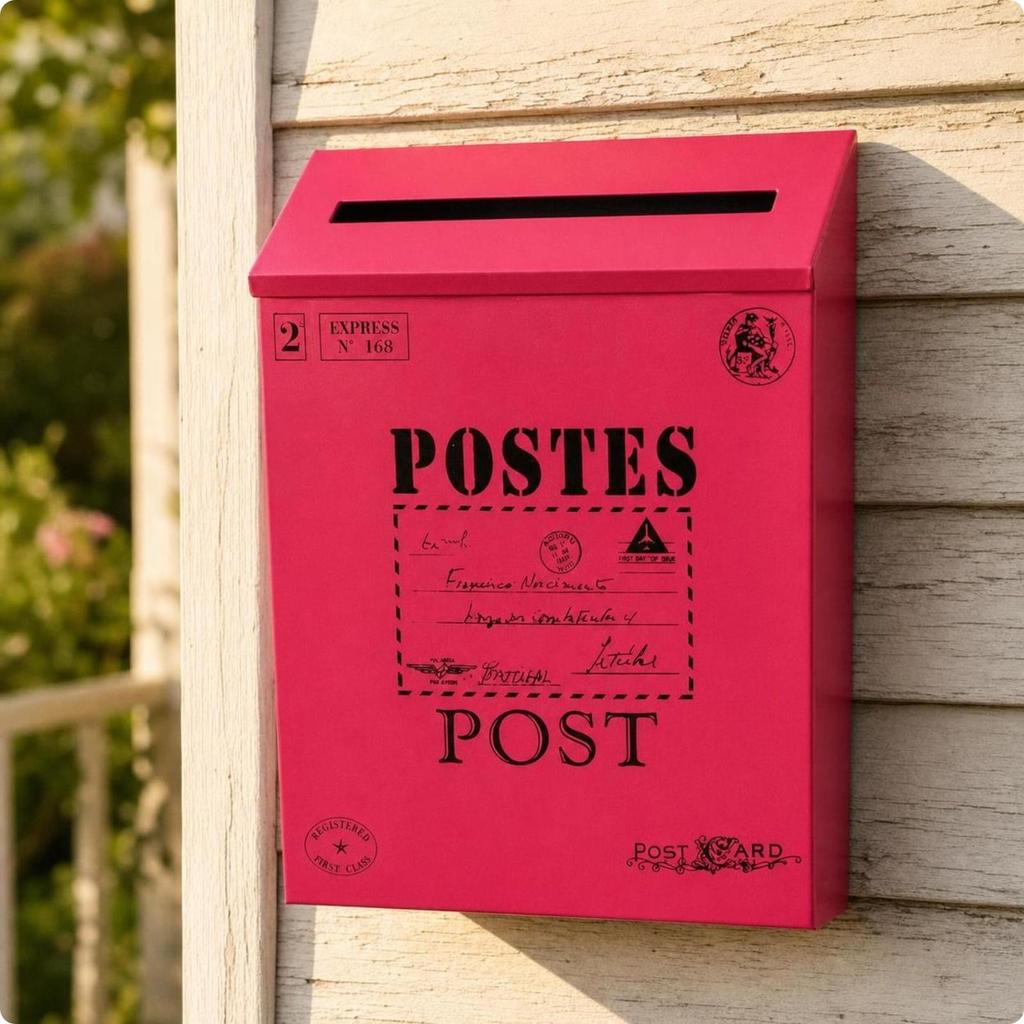 Iron Mailbox with Sloped Lid Slim Weather-Resistant for Porch, Farmhouse