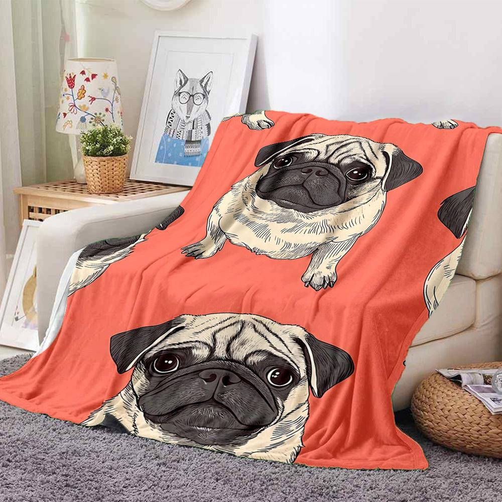 1pc Pug Blanket Warm, Cozy, And Soft, Suitable for Sofas, Beds, Cars, And Office Use.Perfect for Camping And Travel, Making It a Great Gift for Any Se