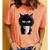 Fashion Women Q-version Cat Print T Shirt Funny Casual O-neck Short Sleeves T-shirt Summer Female Tee Shirt