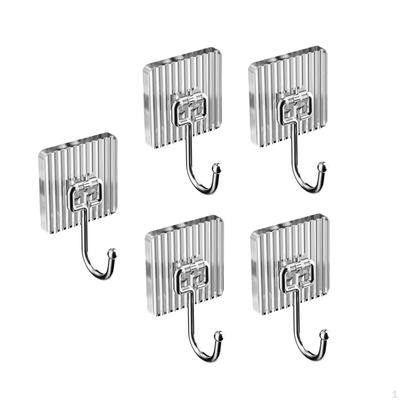 5 Pcs Wall Hooks Door Hanger Heavy Duty Towel Front Acrylic Hook