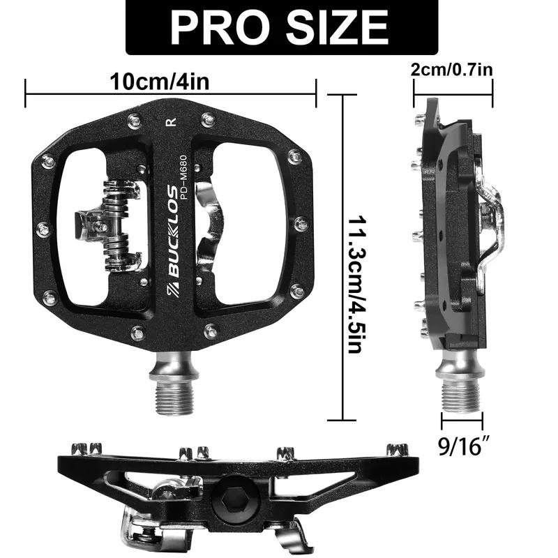 BUCKLOS MTB Pedal for SPD System Bicycle Mixed Pedal Mountain Bike Self-locking Pedals Aluminum Alloy MTB Bike Clipless Pedals