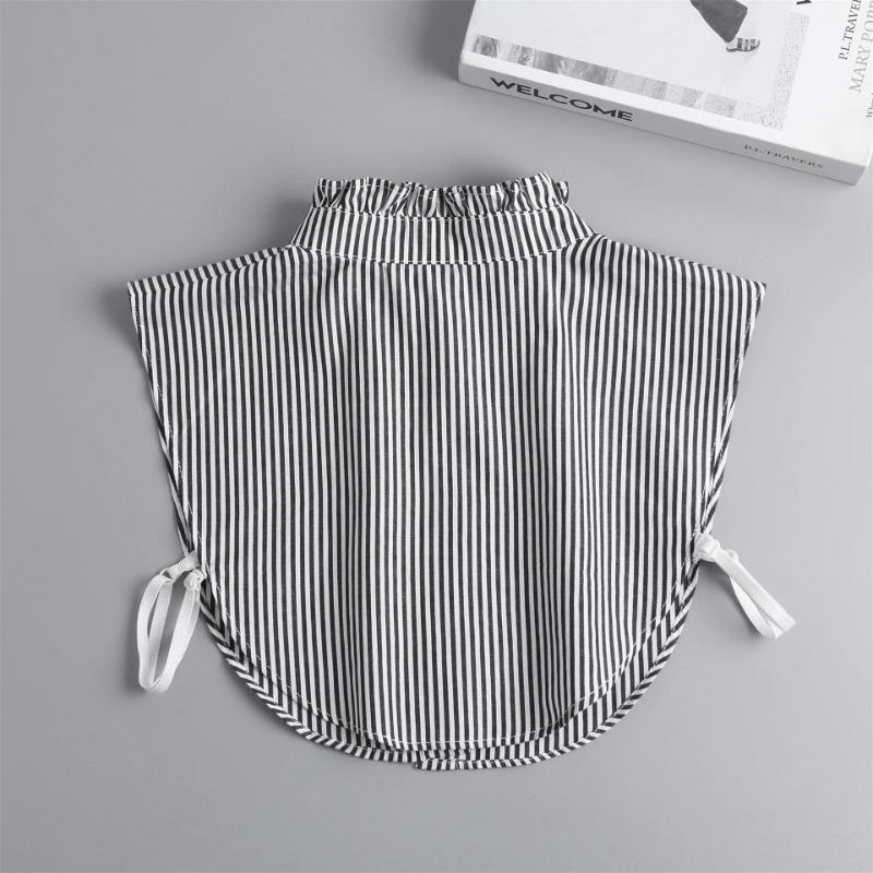 Stand Striped Shirt Detachable Collar for Women's Female Sweater False Collar Pointed Fake Neckwear Collar Decorative