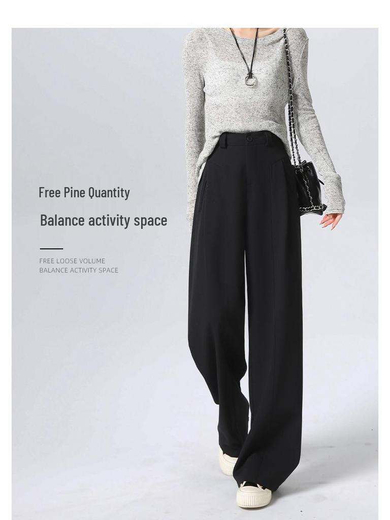 Women's High-Waisted Gray Wide-Leg Trousers - Spring/Autumn 2025 Collection