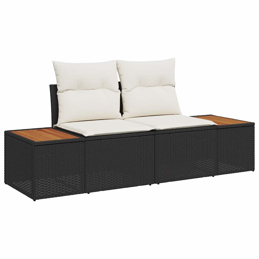 Garden Sofa Set with Storage 9 pcs Black Poly Rattan