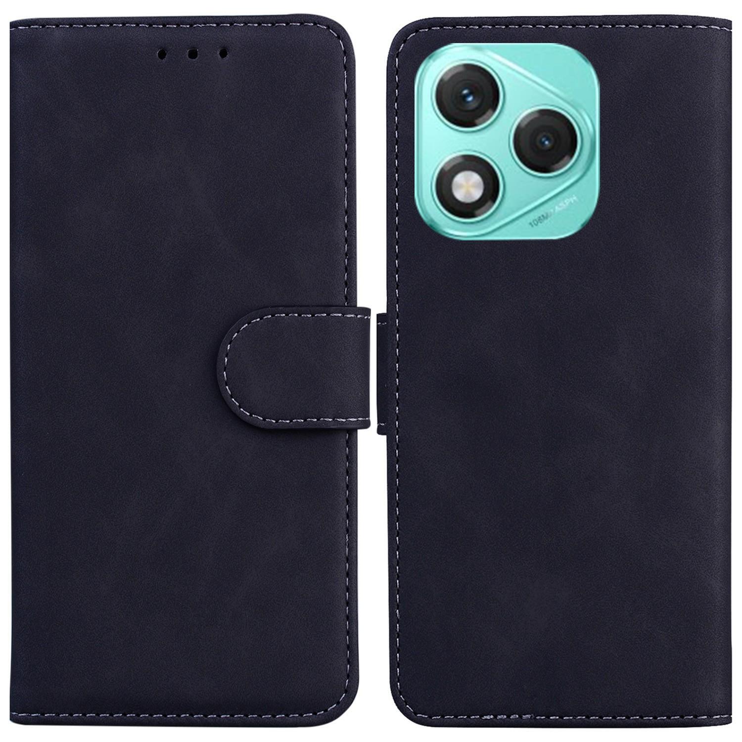 

For Honor 400 Lite Case Solid Color Leather Wallet Phone Cover Black