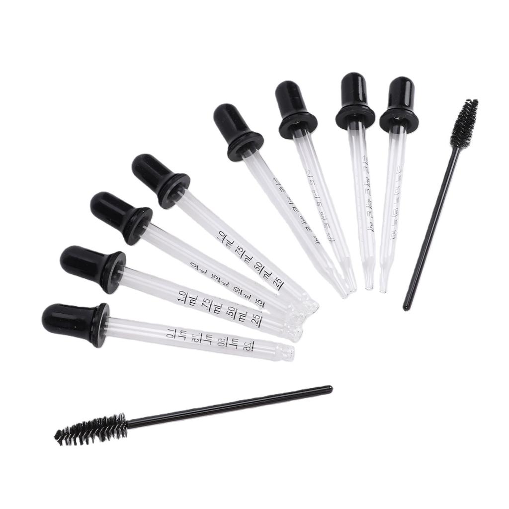 8 Pcs 1ml Glass Pipettes Droppers Eye Droppers with Black Food Grade Silicone Head for Liquid Essential Oil Ear Craft