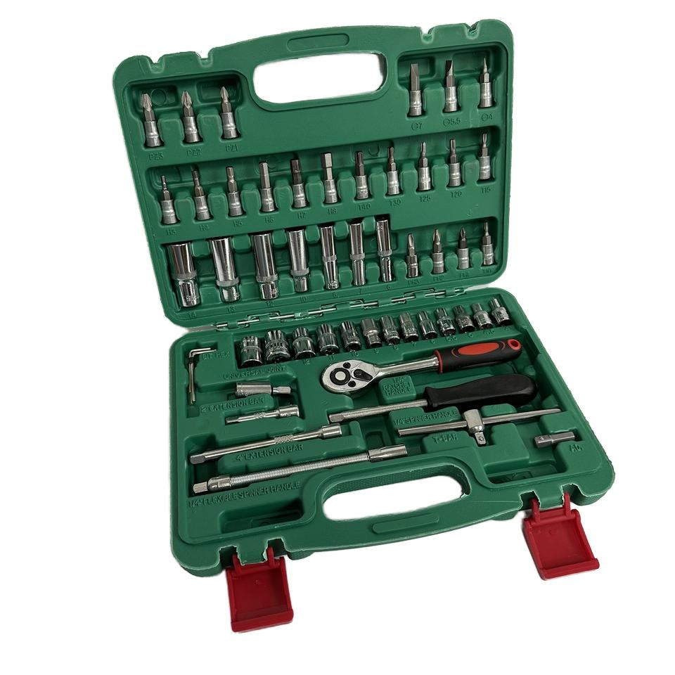53-Piece Dual-Purpose Auto Repair CR-V Tool Box Set Carbon Steel Socket Wrench Quick Ratchet CR-Mo Handles Customizable OEM for