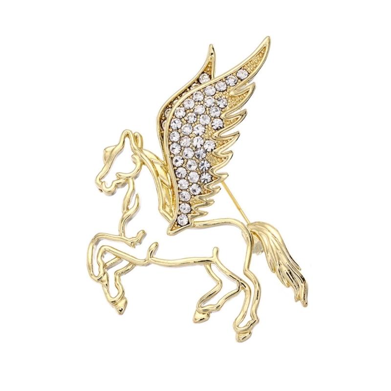 

Lightweight Pegasus Brooch Zinc Alloy And Sparkling Rhinestones Accent Badge Pin For Daily Wear And Special Event 1
