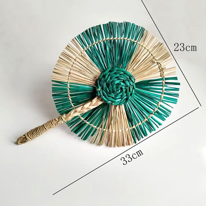 

1PC Handmade Weaving Fan Summer Home Decoration Artistic Craft Fan Unique Design Nordic Hanging Decorations for Bedroom Wedding 33x23cm
