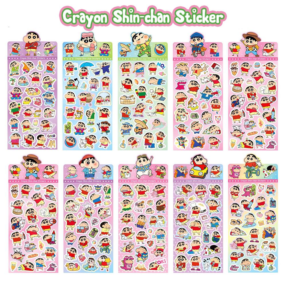 Crayon Shin-chan Stickers, 10 Sheets Cartoon Decals for Kids Scrapbook Journal DIY Craft