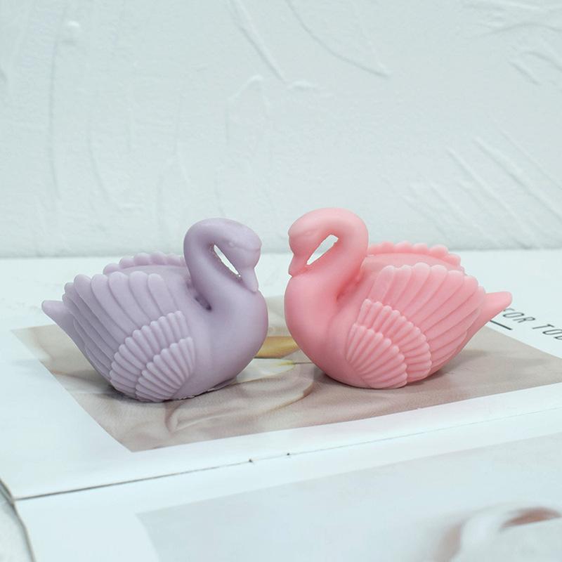 3D White Swan Silicone Candle Mold DIY Animal Bird Soap Resin Plaster Making Chocolate Cake Baking Supplies Wedding Decoration