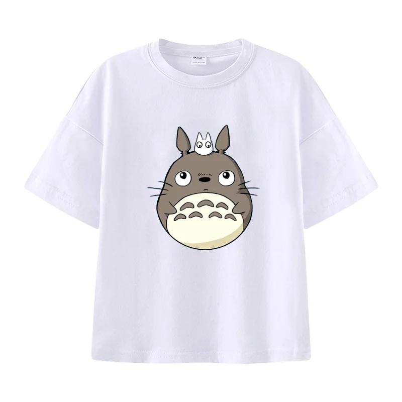 Summer Cartoon Hayao Miyazaki Totoro Printed Cotton Children's T-shirt Short Sleeved Street Fashion Men's and Women's Clothing
