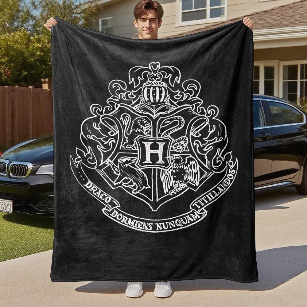 1pc Hogwarts Crest Raven Snake Eagle Outdoor Flannel Throw Blanket All Season Soft Warmth,Home Decor 1031238