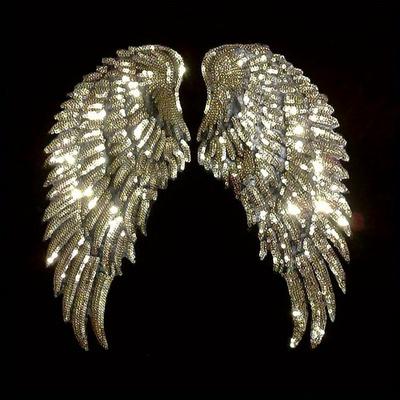 1 Pair Fashion Large Sequins Wing Patch for Clothing Applique for Jeans DIY Accessories Cute Sew On Patches