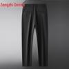 Zengzhi Men's Ice Silk Linen Blend Casual Straight Pants