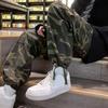 Men Baggy Pants Camouflage Multiple Pockets Elastic Waist Ankle Tied Streetwear Spring Autumn Hip Hop Loose Trouser for Sports
