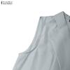 ZANZEA Women Casual Turn Down Collar Summer Sleeveless Wide Leg Jumpsuits