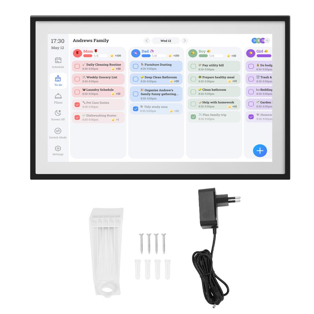 15.6 Inch WiFi Wall Planner Digital Calendar Chore Chart 1920x1080 Smart Touchscreen Interactive Display Wall Desk