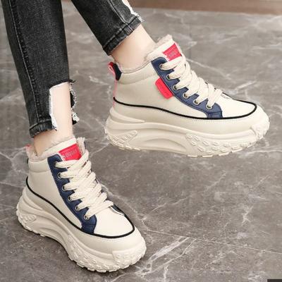 Pantofi Noi Groși de Damă 2025 Iarnă Mid-Top cu Talpă Îngroșată Toamnă Culoare Vopsită Talpă Groasă Înălțare 5cm Adidași Casual