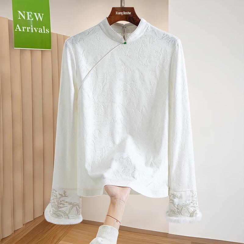 Women s Embroidered Stand-Collar Pullover Shirt XL