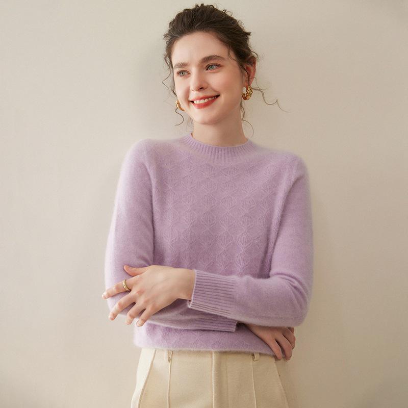 Women's 100% Pure Cashmere Half-High Neck Sweater - Long Sleeve, Autumn/Winter Style