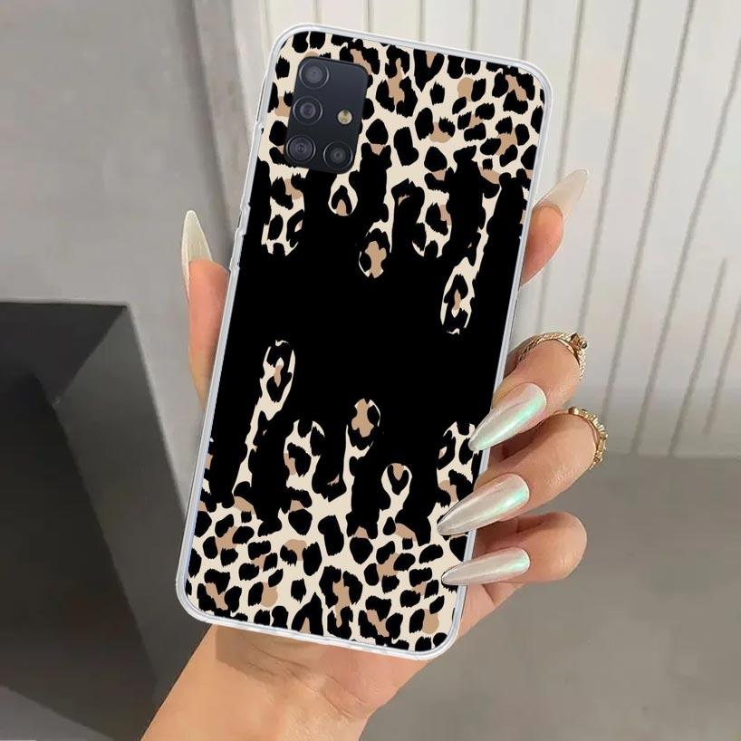 Leopard Print Phone Case for Samsung Galaxy A52 A32 A22 A12 A02S A50S A30S A10S Note 20 Ultra 10 Plus S10 A31 A20 A71 A72 Galaxy