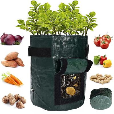 3-10 Gallon Potato Grow Bags with Flap Window Garden Planting Bag with Handles Thickened PE Pots for Tomato Vegetable Fruits