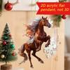 Exquisite  White Horse Acrylic Flat Hanging Ornament Home Decoration Backpack