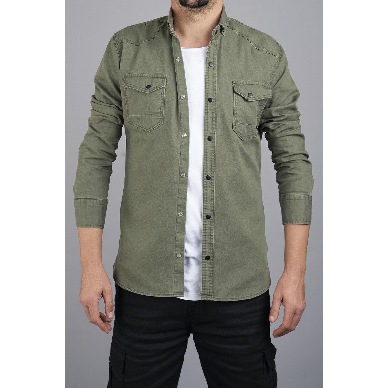 

Мужская джинсовая рубашка Slim Fit, зеленая