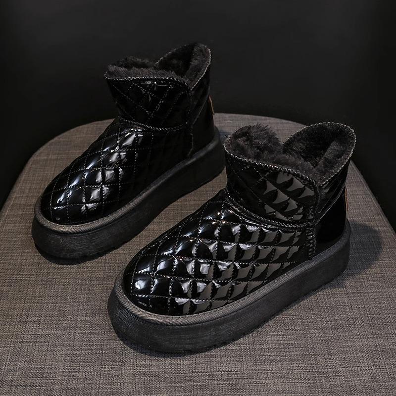 Platform snow boots women's winter cotton shoes 2025 new velvet women's shoes fashion short tube waterproof and non-slip bread shoes