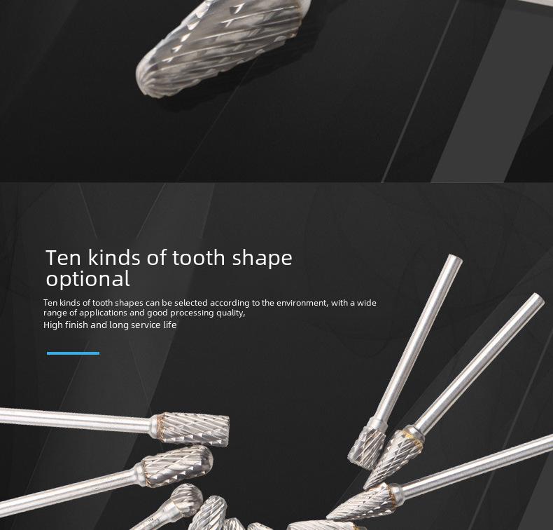 Accesoriu pentru șlefuit cu pile rotative din carbură de tungsten - Cap de freza cu granulație simplă și dublă