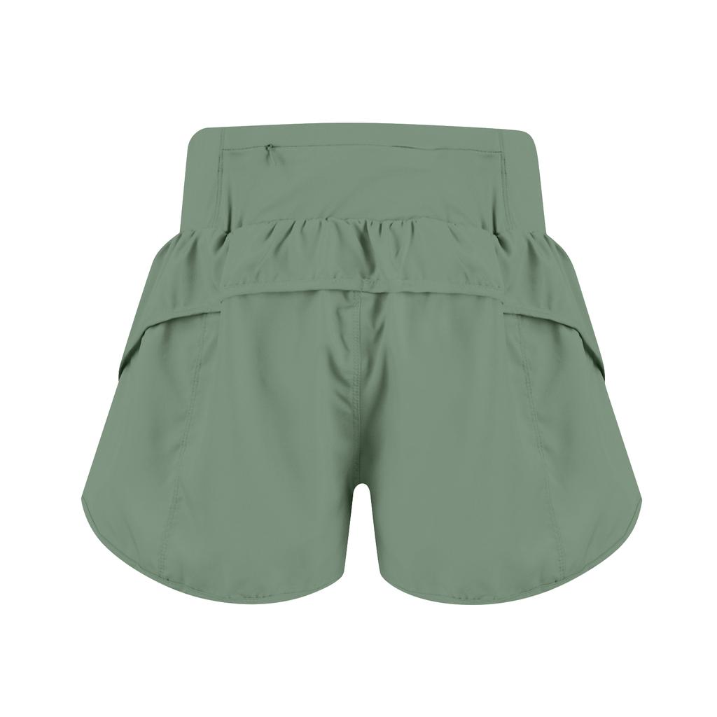 Fritidsshorts för damer med fickor Hög midja Elastisk midjeband Lätt och andningsbart tyg Avslappnad passform Sommarplagg