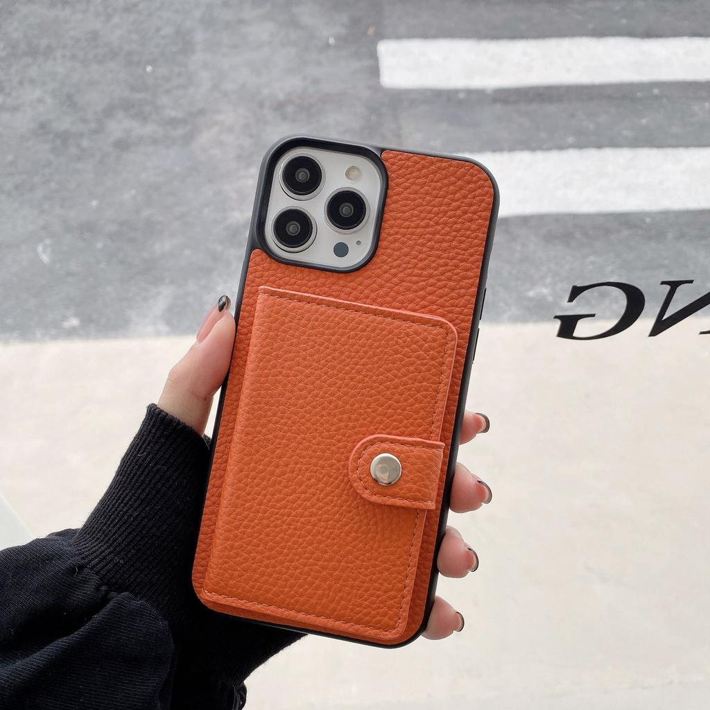 Applicable To Apple 14promax Mobile Phone Case iPhone13 Pro Lychee Pattern Left and Right Open Card Mobile Phone Case 12 Tide