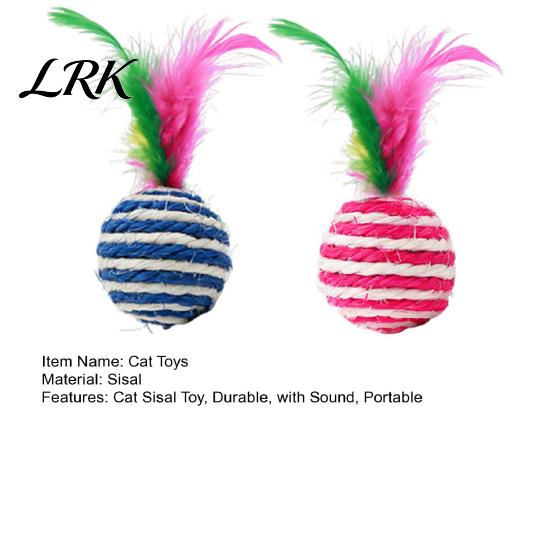Claw Grinding Toy Cat Sisal Ball, with Feathers, Wear-Resistant Catnip Balls Sound Colorful Feather Toy, Boredom Relief Pet Play for Indoor