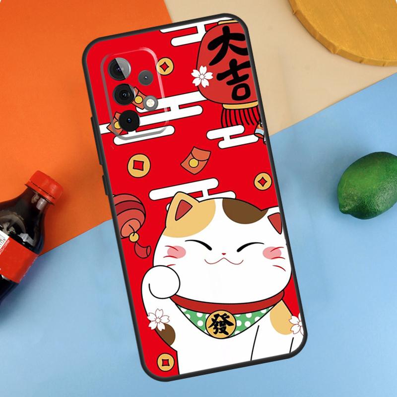 

Китайская милая счастливая кошка Для Samsung Galaxy A54 A34 A14 A21S A51 A71 A12 A22 A52 A13 A53 A23 A33 A32 Чехол Samsung A23