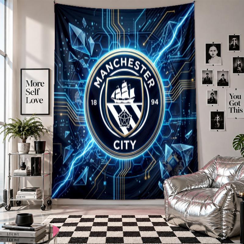 Arazzo da parete Manchester City Decorazione per la casa Tessuto da appendere a parete per camera da letto Soggiorno Sfondo