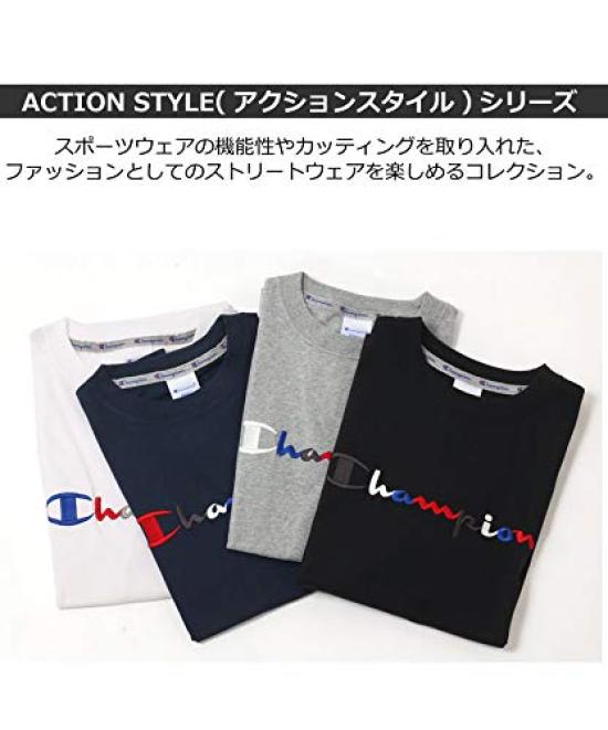 Champion Short Sleeve Classic Jock Tricolor Script Logo Oxford Size M Men's T-Shirt, Tag, Collar, Embroidery, Gray, (C3-H371)