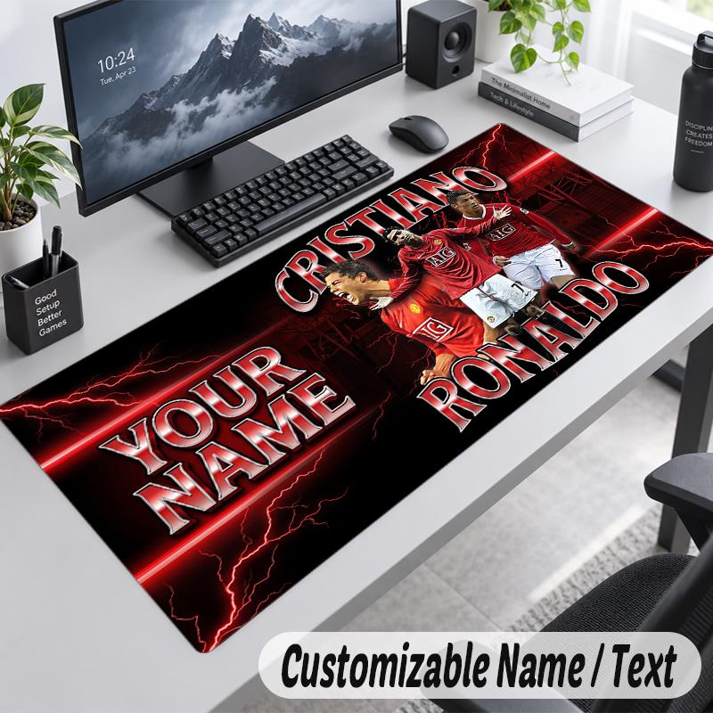 Podložka pod myš s vlastním jménem a textem Cristiano Ronaldo Personalizovaná podložka na stůl pro práci a hraní