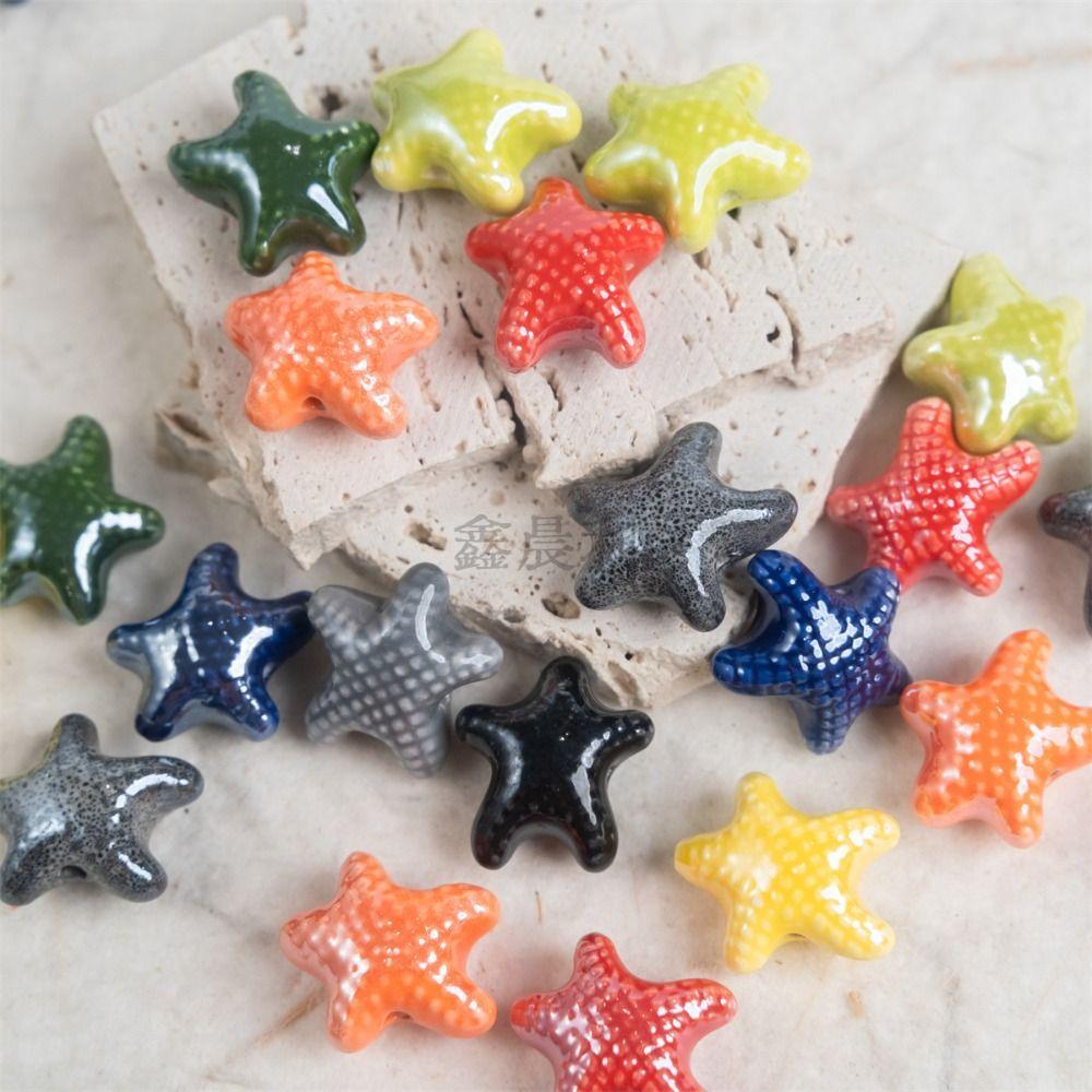 20pcs Ceramic Ceramic Spacer Loose Beads Fresh Color Jewelry Making Material Starfish Bead  Student