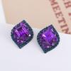 Stylish European & American Rhombus Faux Diamond Stud Earrings in Trendy Purple