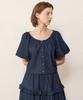 JMARKNEWYORK Balloon Sleeve Crop Blouse - Indigo Blue