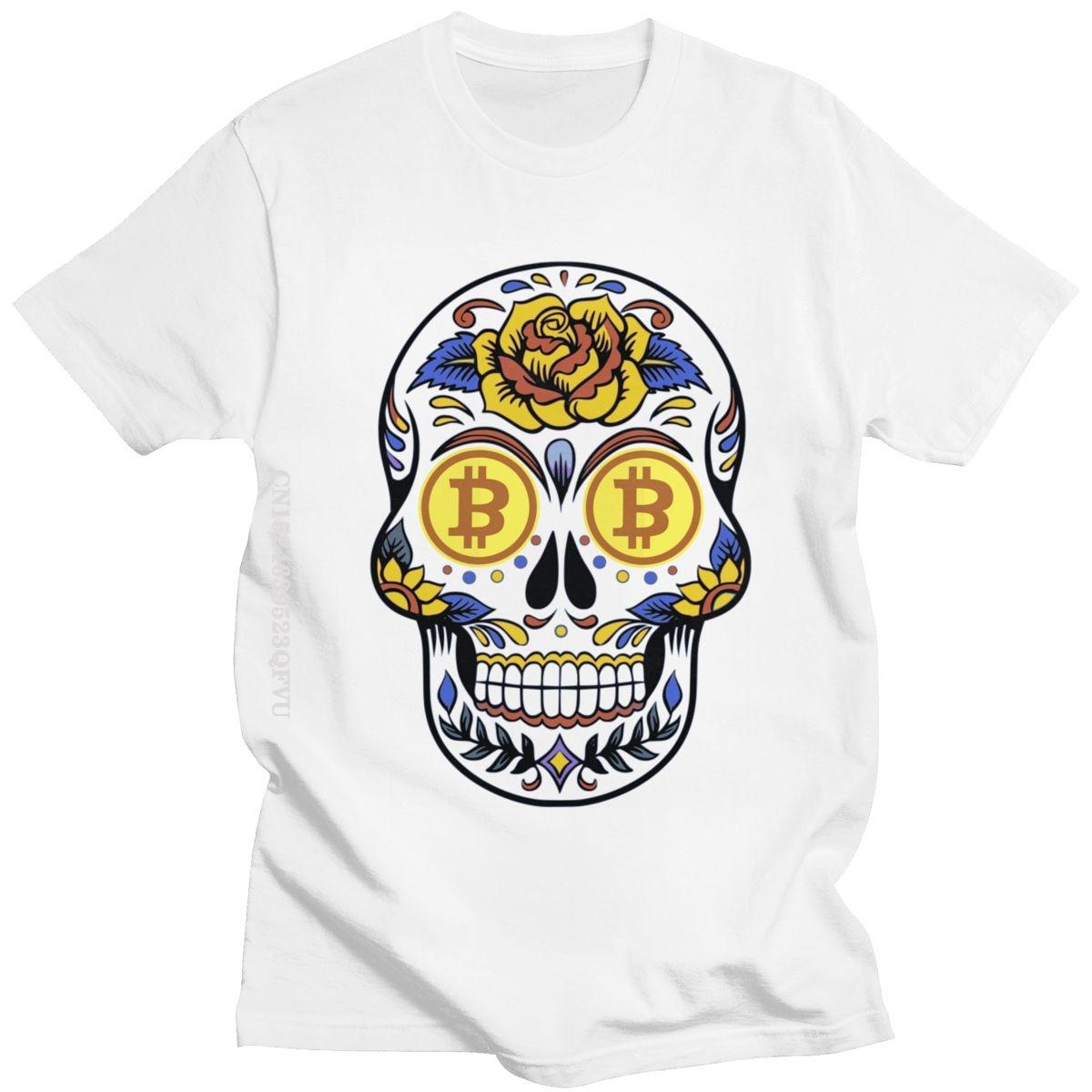 Streetwear Mens Bitcoin Crypto T Shirts Vintage Cotton Tshirt Printed Btc T Shirt Cryptocurrency Skull Tees Tops Clothes S