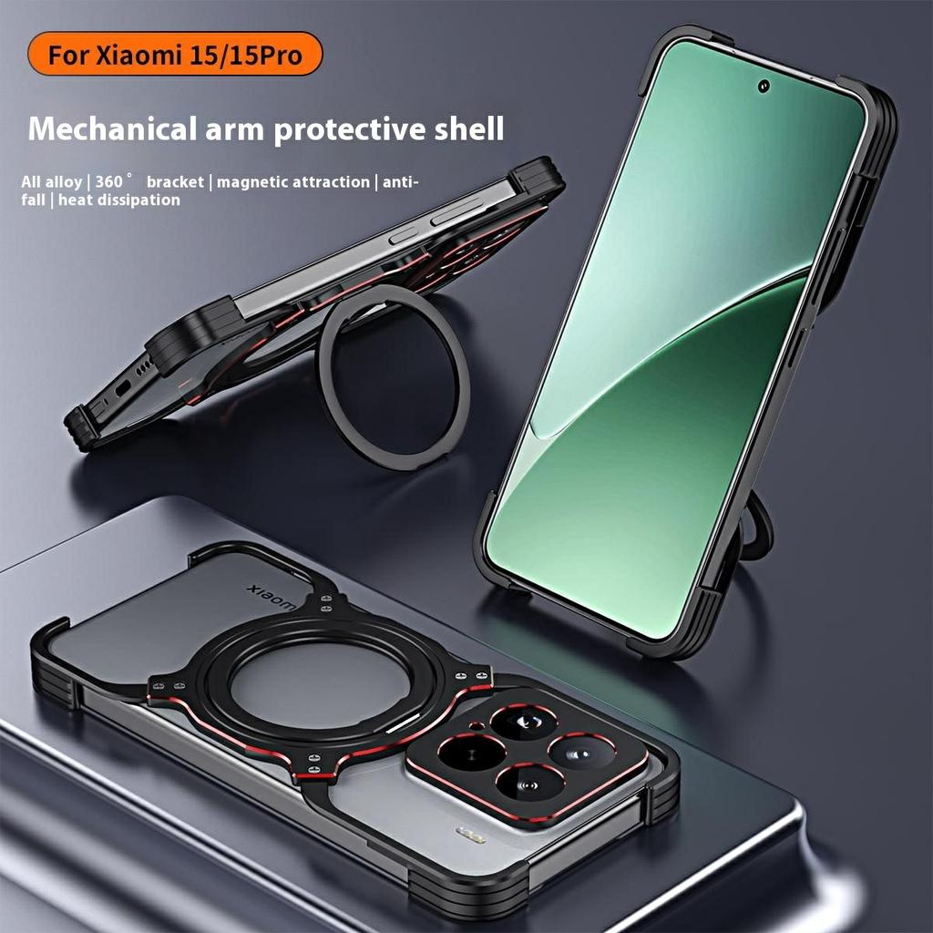 Pro Xiaomi 15 Kickstand Case kovový nárazník magnetický kryt telefonu